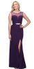 Round Neck Bejeweled Waist Long Formal Bridesmaid Dress in Egg Plant